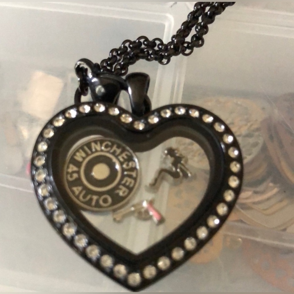 Origami Style Gun Lover Themed Necklace W/ Charms
